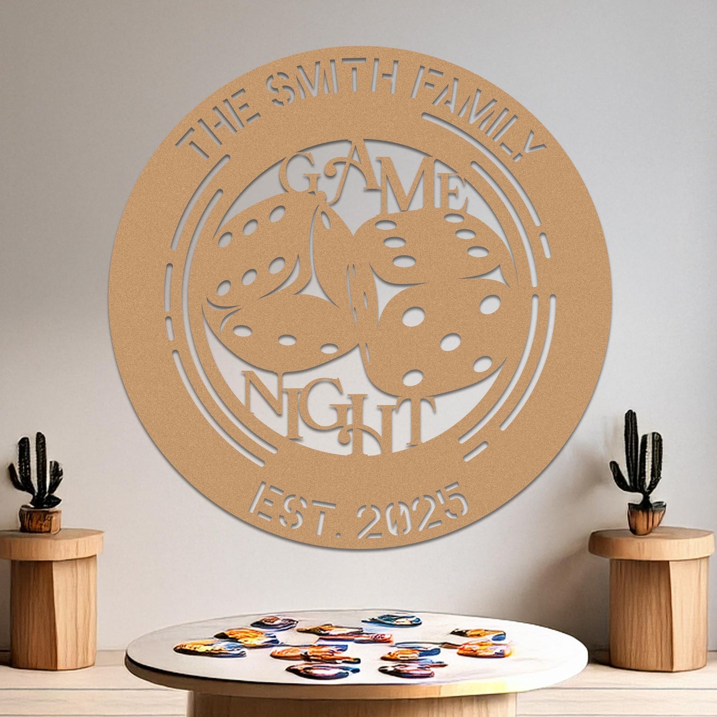 Game Night Dice Family Name Established Sign