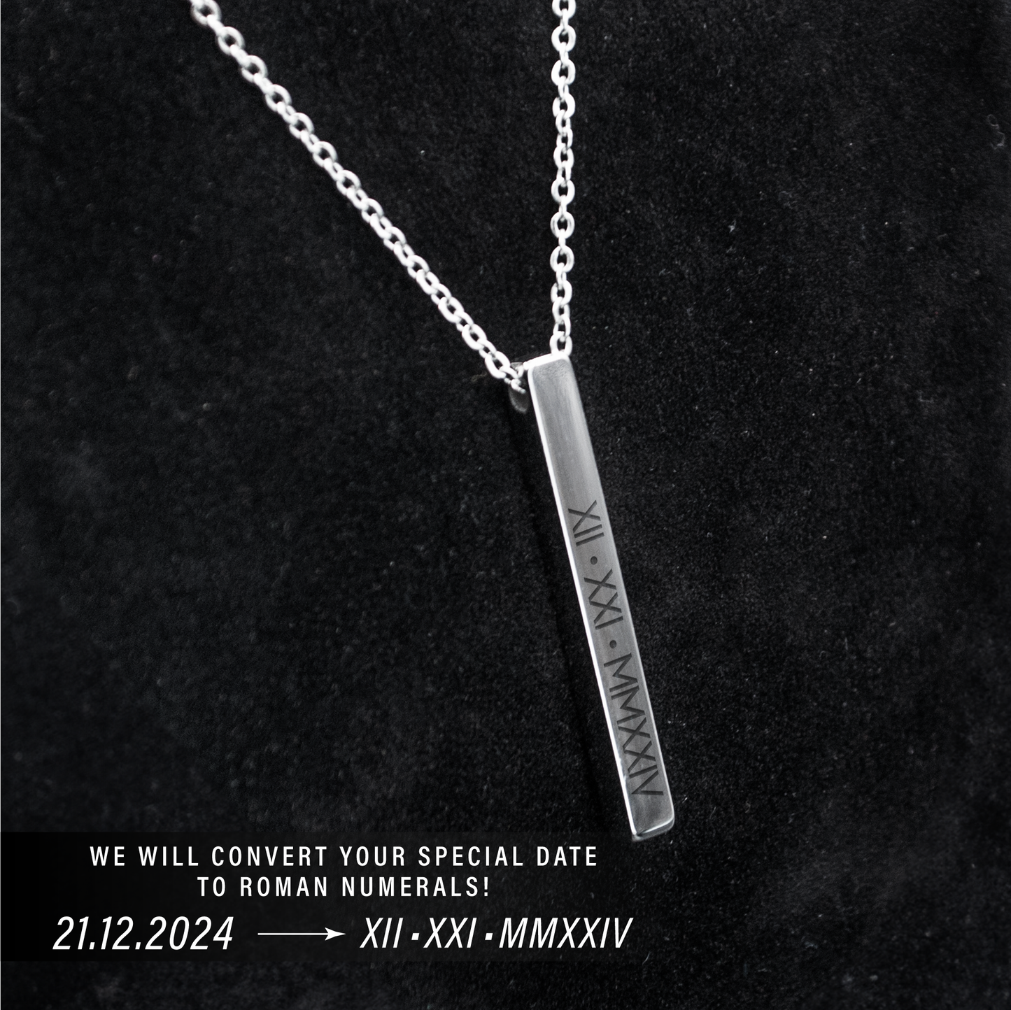 Pendant Necklace with Roman Numerals