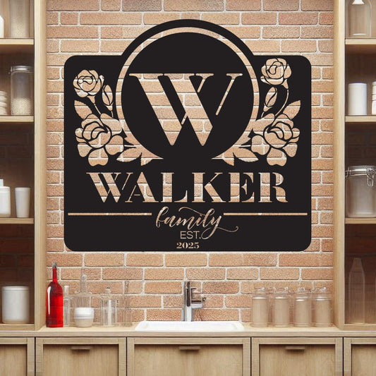 Initial Family Name and Established Year with Roses