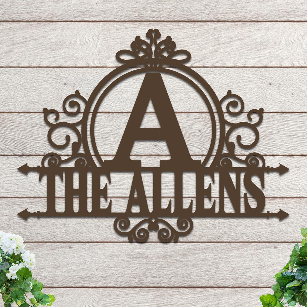 Initial Scroll Family Name Sign