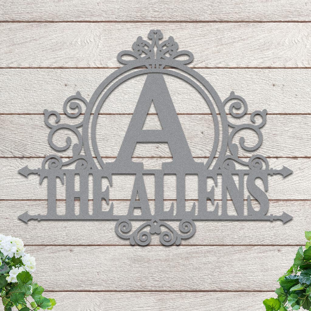 Initial Scroll Family Name Sign