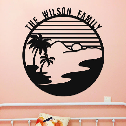 Island Sunset Circle Name Sign