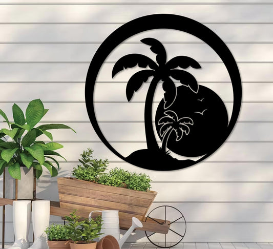 Island Sunset Palm Sign