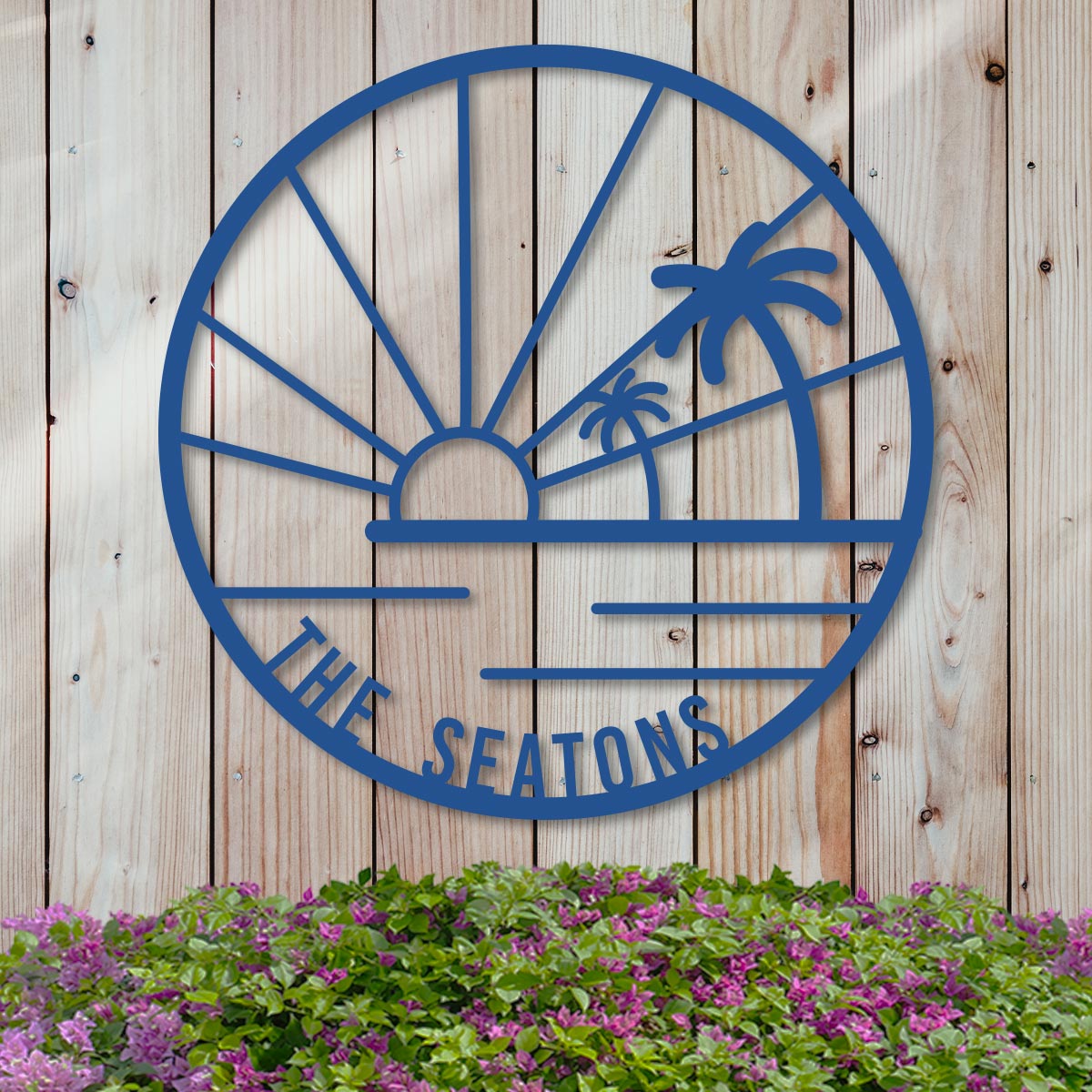Island Sunset Palms Circle Name Sign
