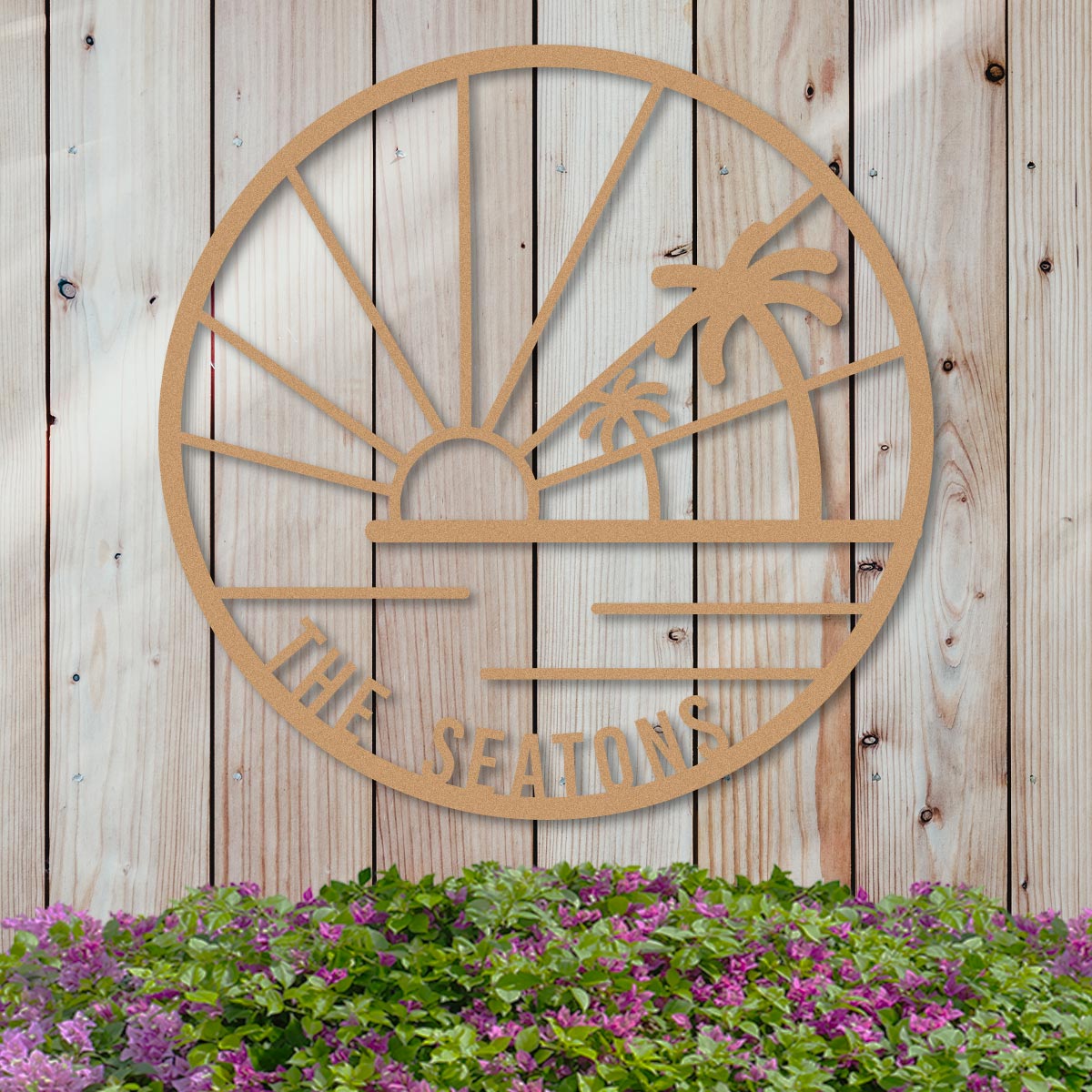 Island Sunset Palms Circle Name Sign