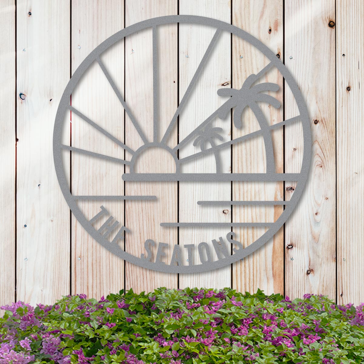 Island Sunset Palms Circle Name Sign