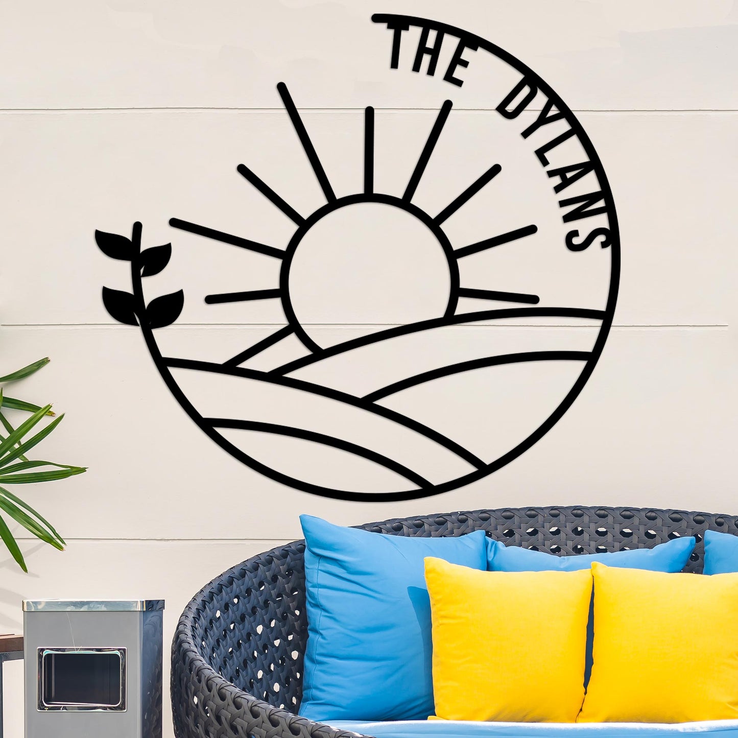 Island Sunset Vine Circle Name Sign