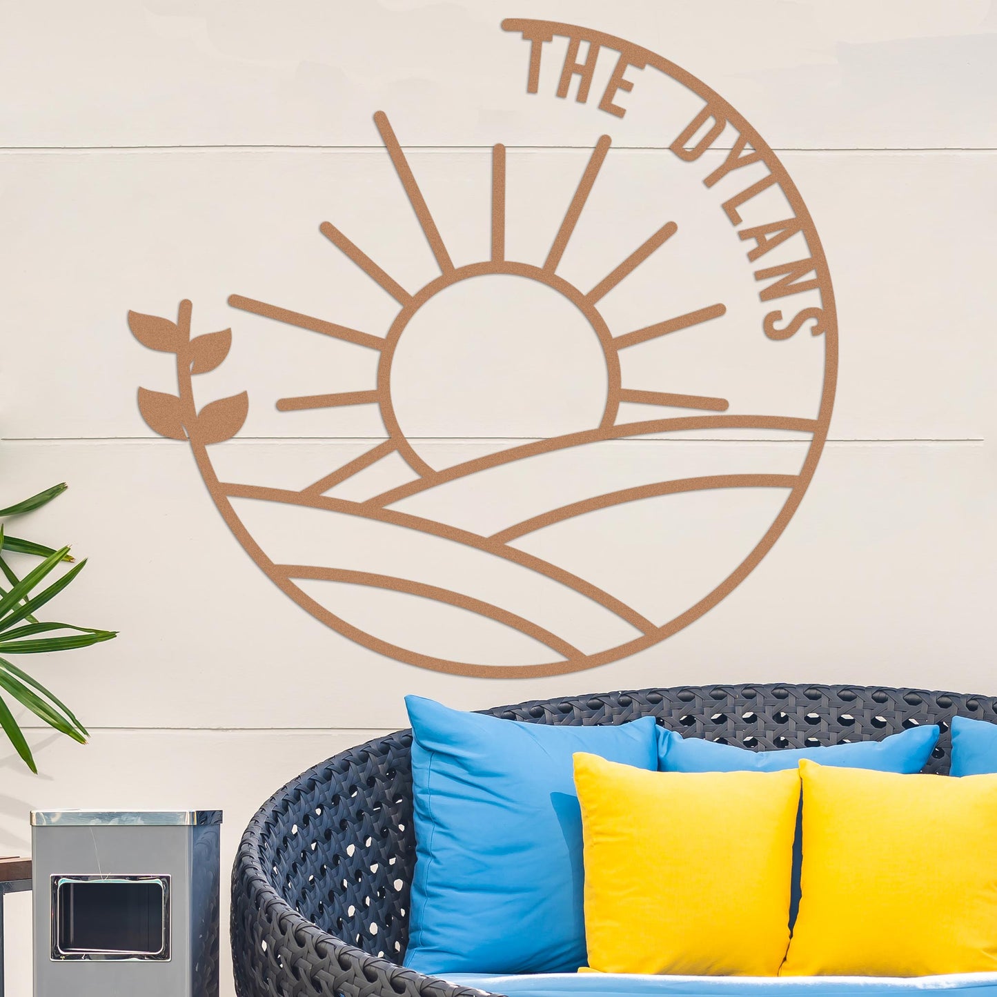 Island Sunset Vine Circle Name Sign