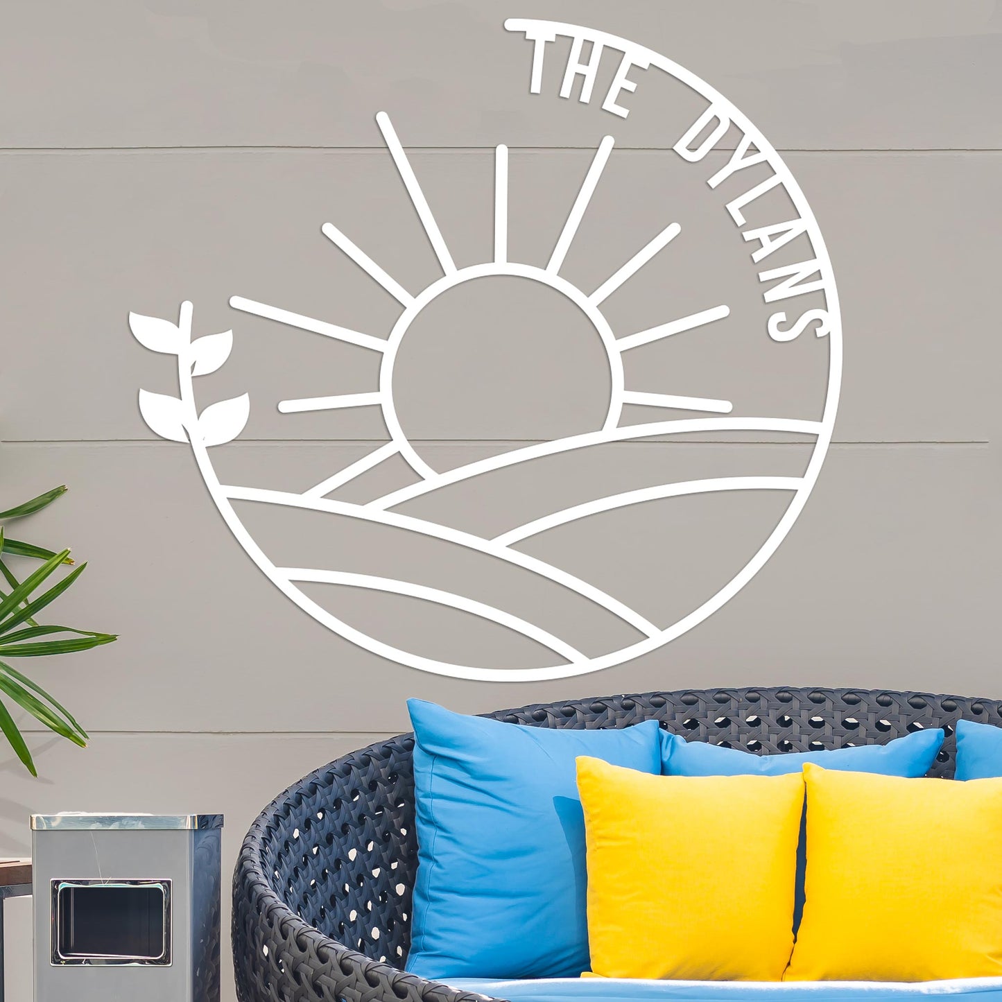 Island Sunset Vine Circle Name Sign