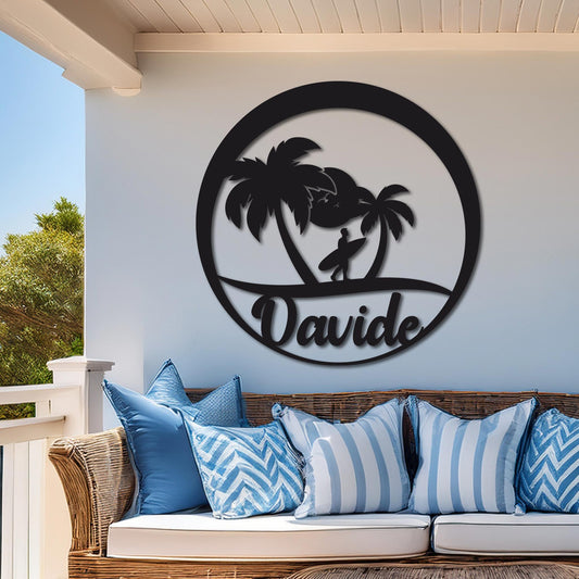 Island Surfer Circle Name Sign