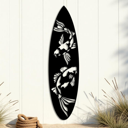 Koi Fish Twice Surfboard Sign