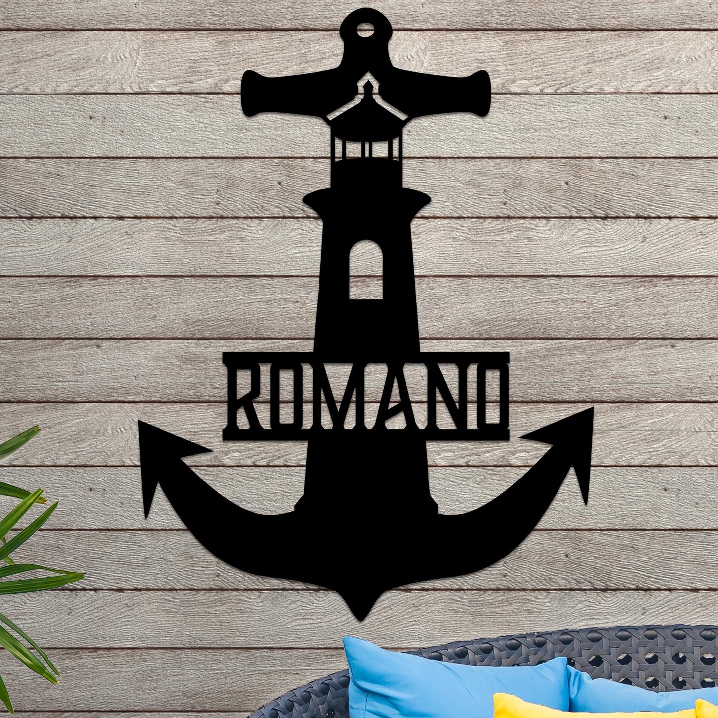 Lighthouse Anchor with Family Name