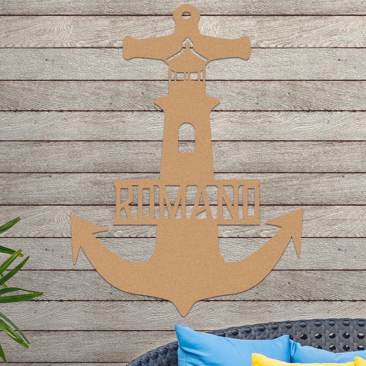 Lighthouse Anchor with Family Name