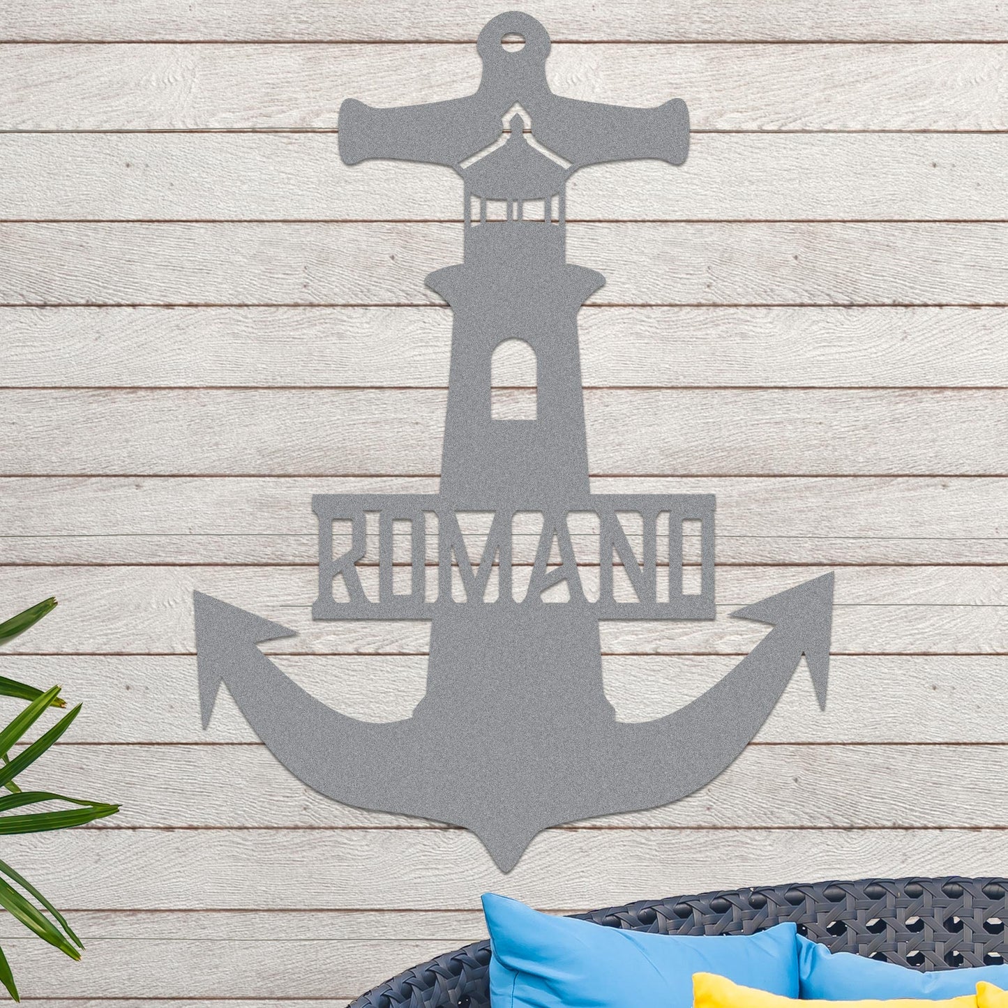 Lighthouse Anchor with Family Name