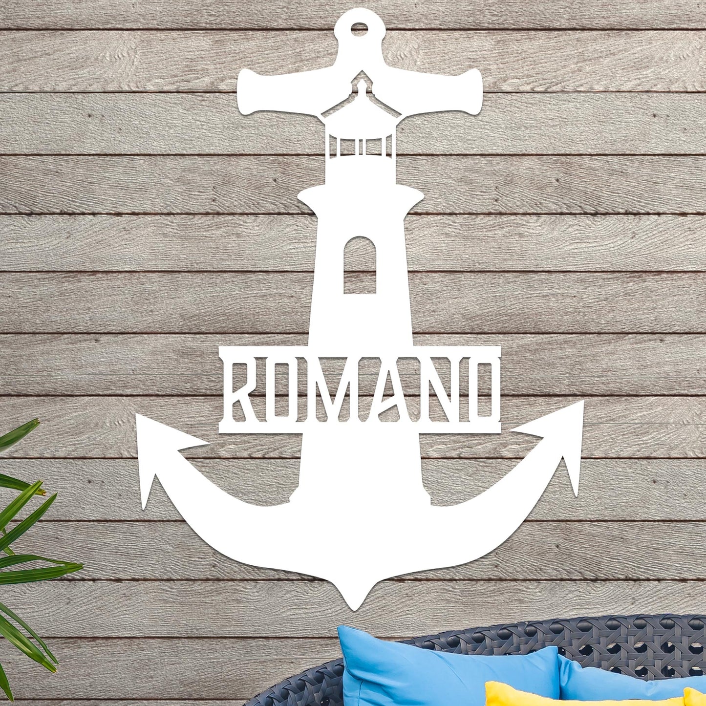 Lighthouse Anchor with Family Name