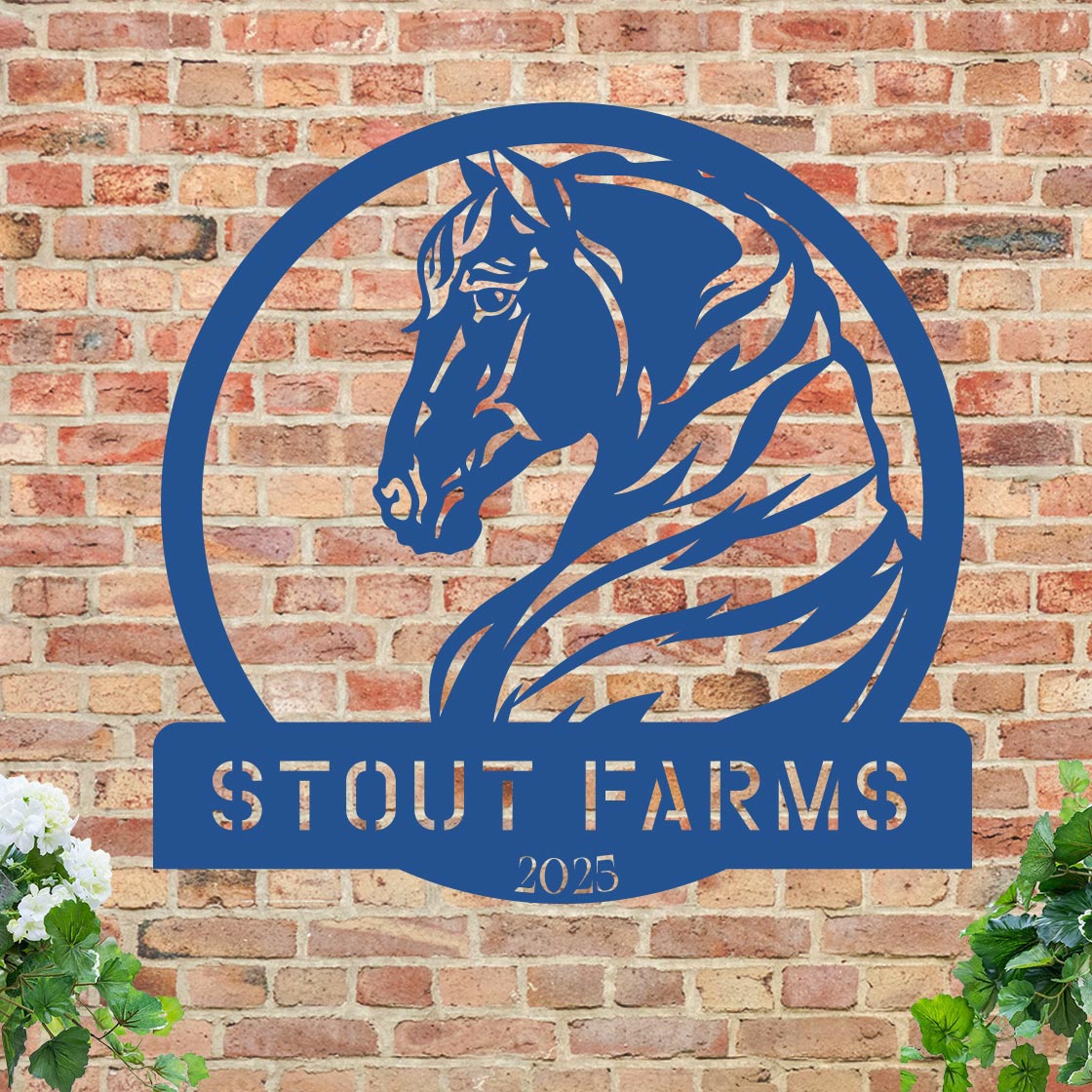 Metal Horse Farm Sign w Year