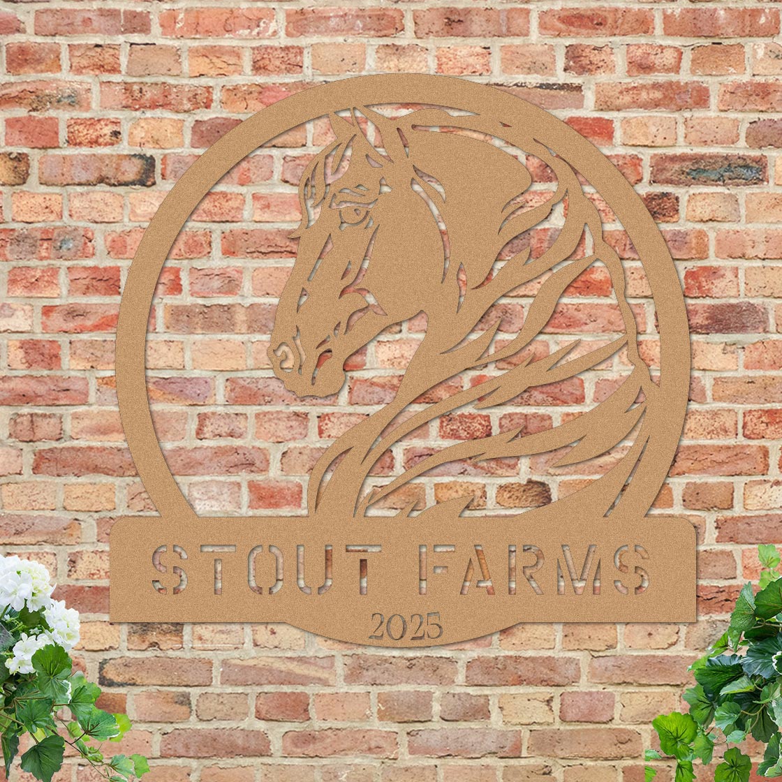 Metal Horse Farm Sign w Year