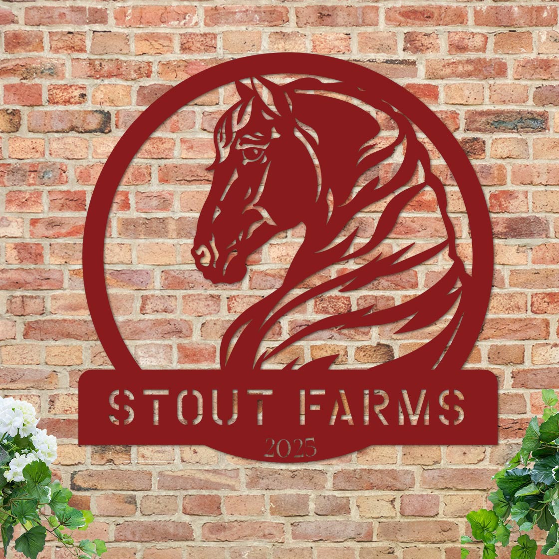 Metal Horse Farm Sign w Year