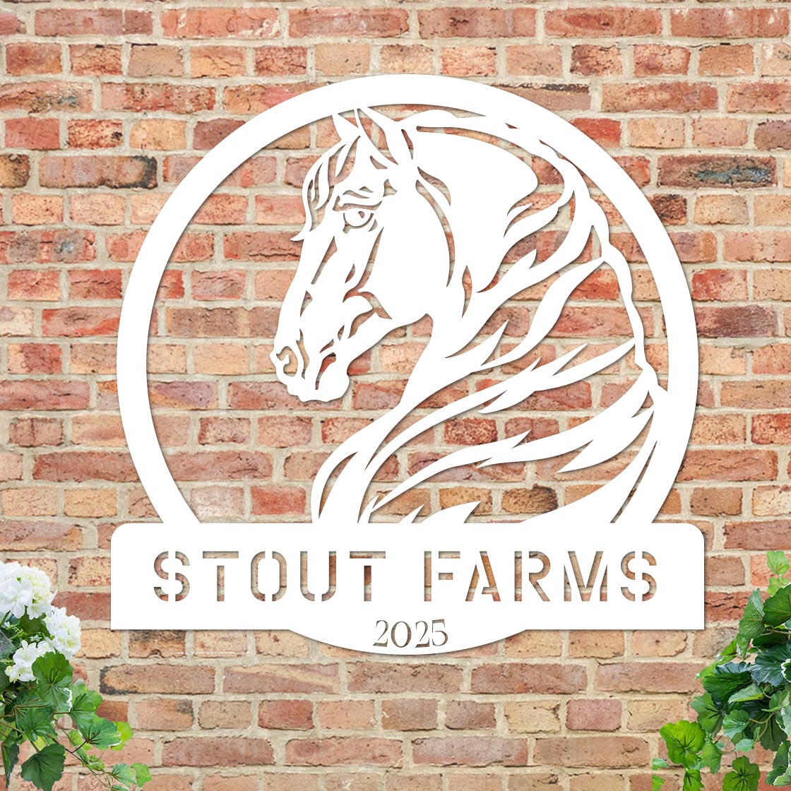 Metal Horse Farm Sign w Year