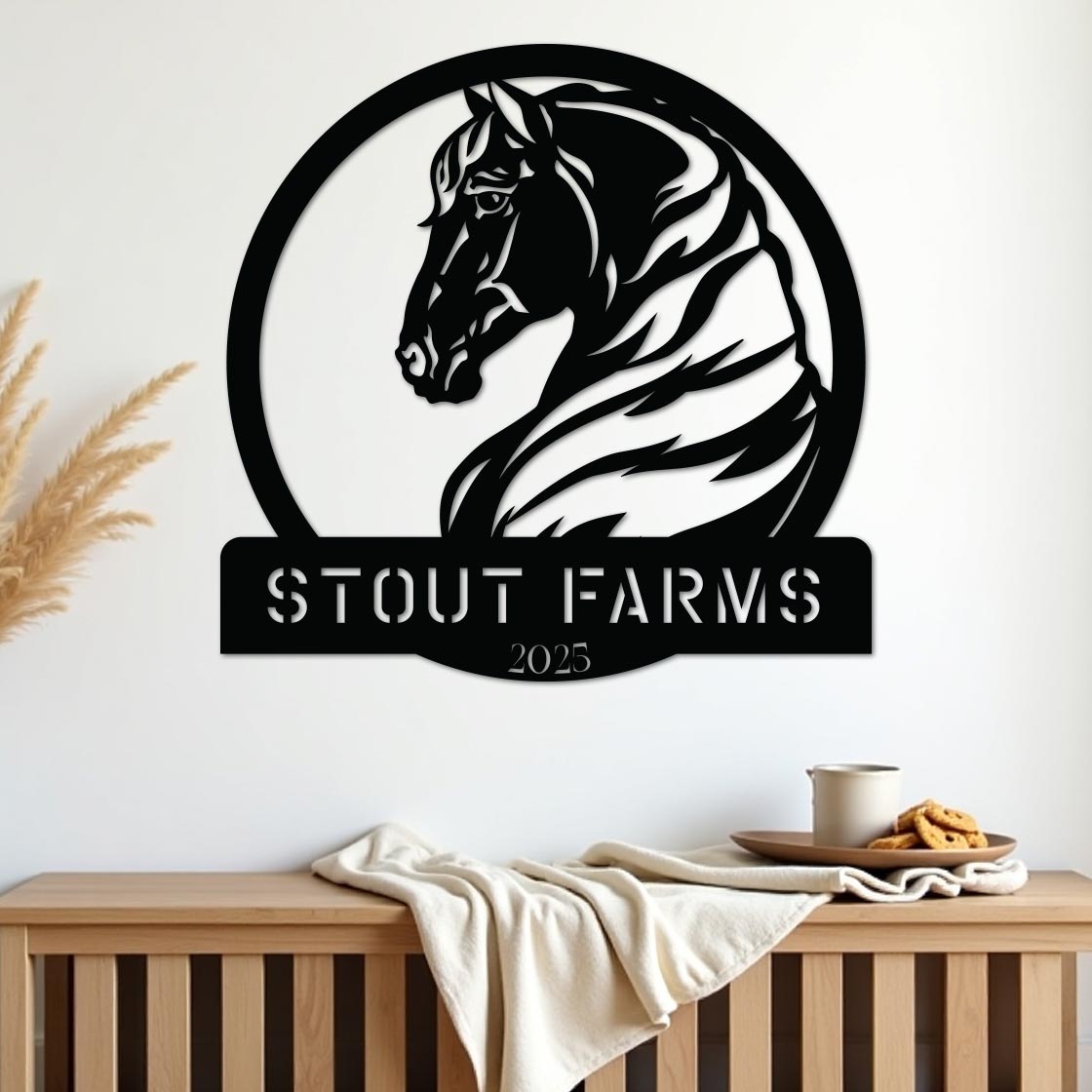 Metal Horse Farm Sign w Year