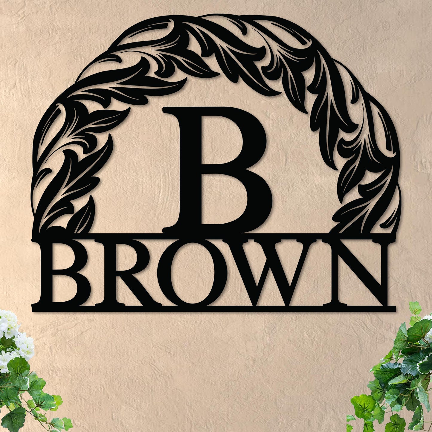 Monogram in Sun w Name Sign