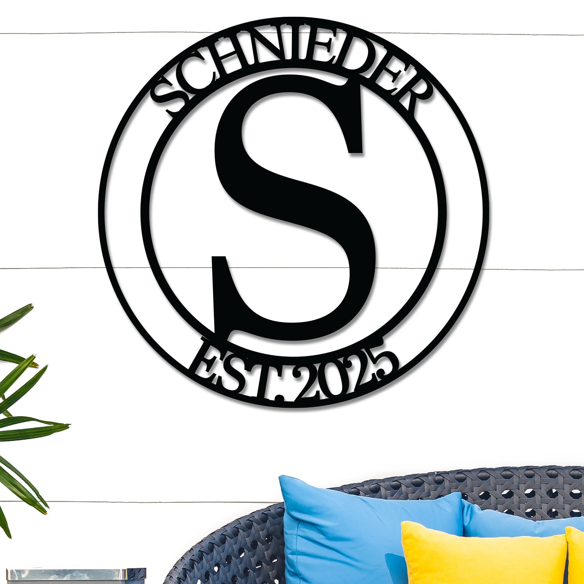 Monogram Metal Sign w Name & Year