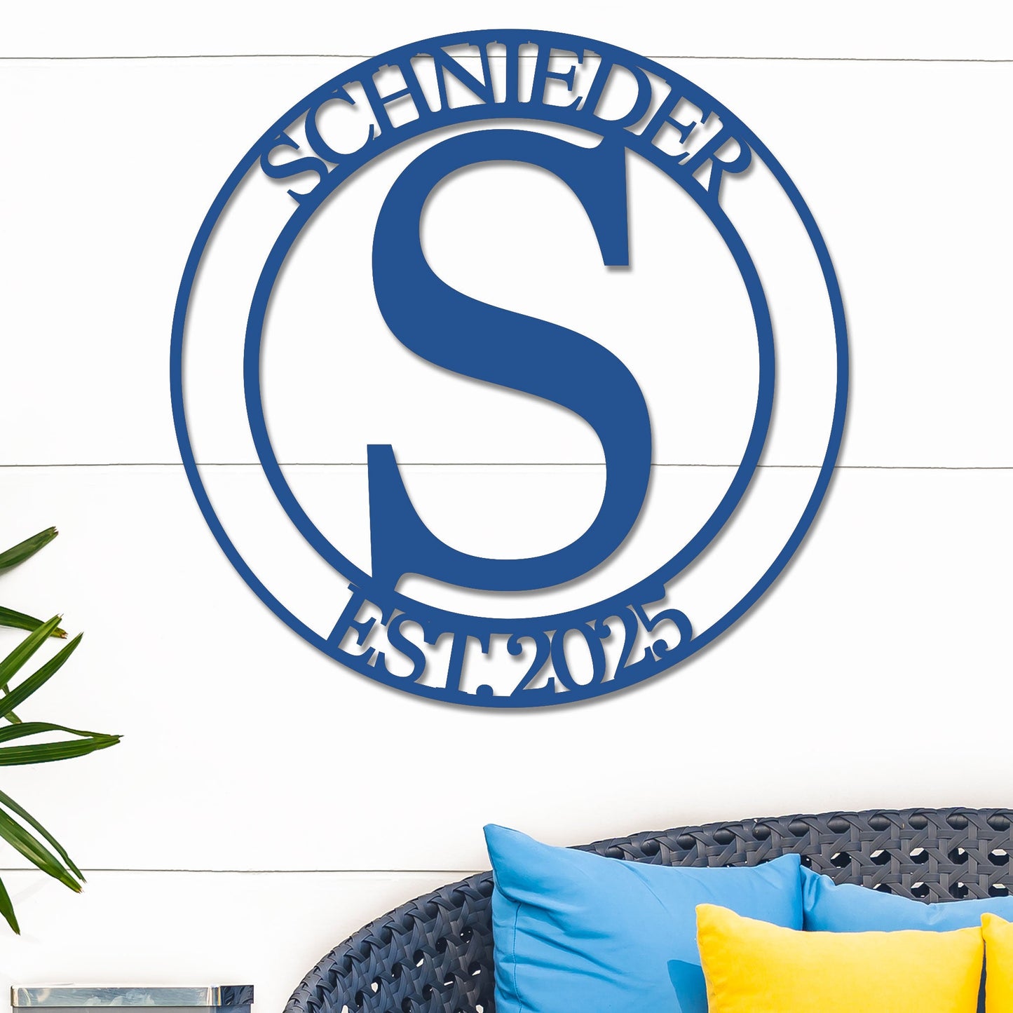 Monogram Metal Sign w Name & Year