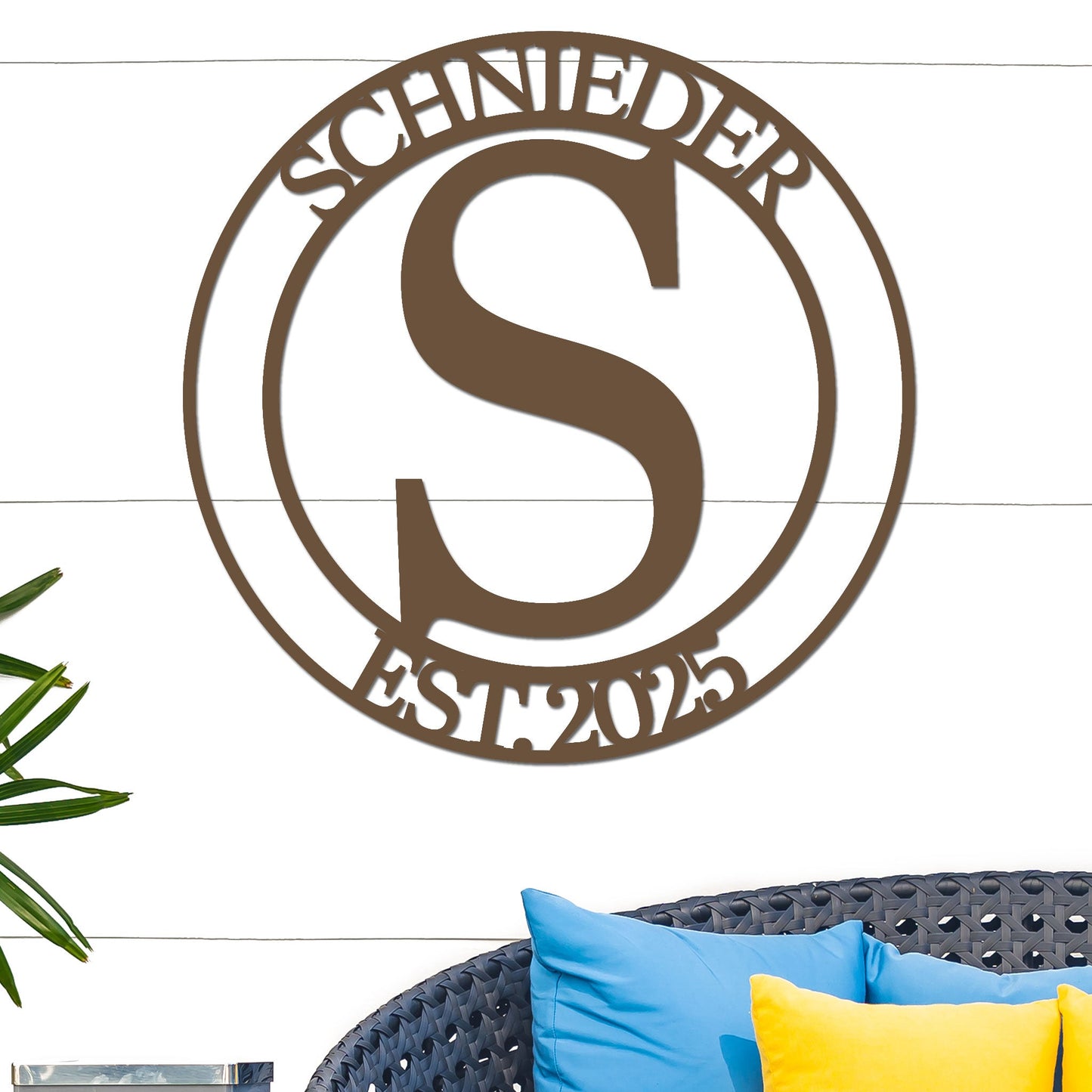 Monogram Metal Sign w Name & Year