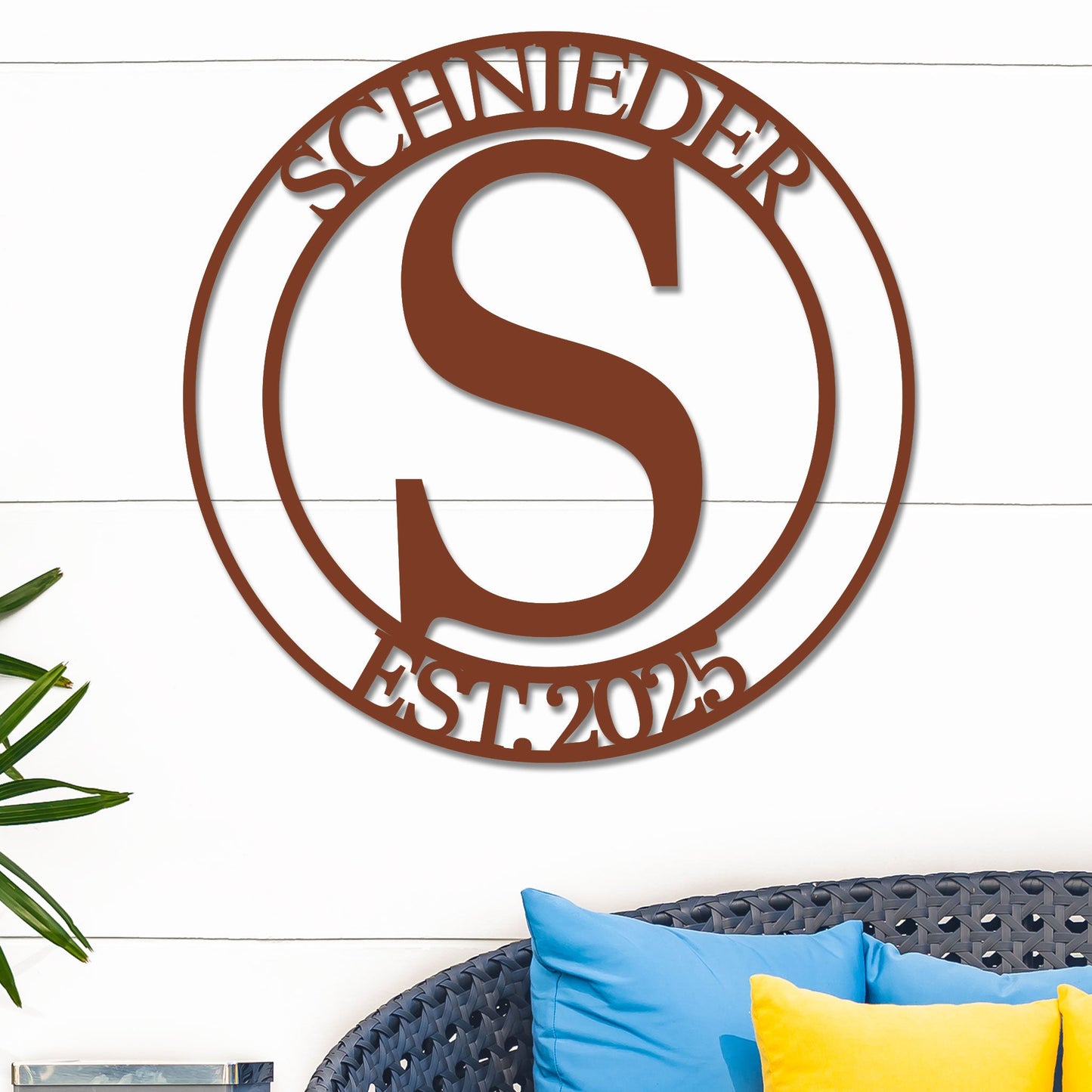 Monogram Metal Sign w Name & Year