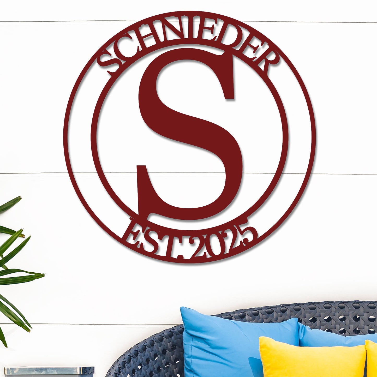 Monogram Metal Sign w Name & Year