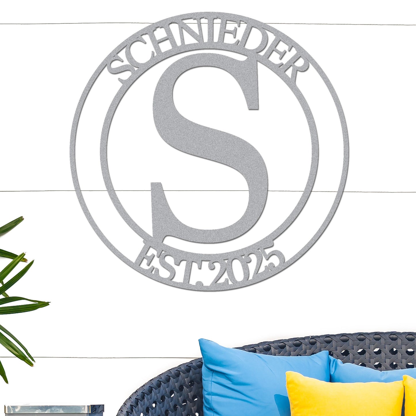 Monogram Metal Sign w Name & Year