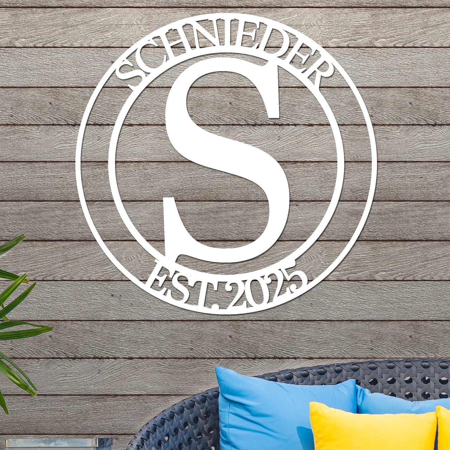 Monogram Metal Sign w Name & Year