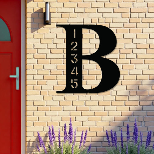 Monogram w Address Sign