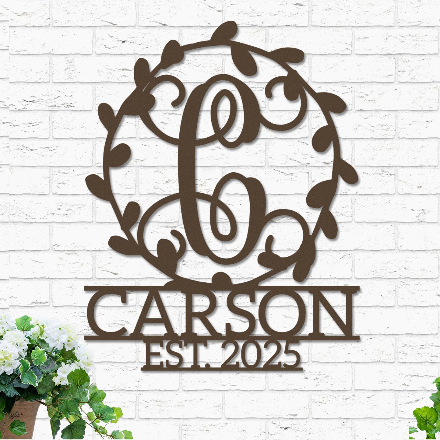 Monogram Wreath, Name and Established Year