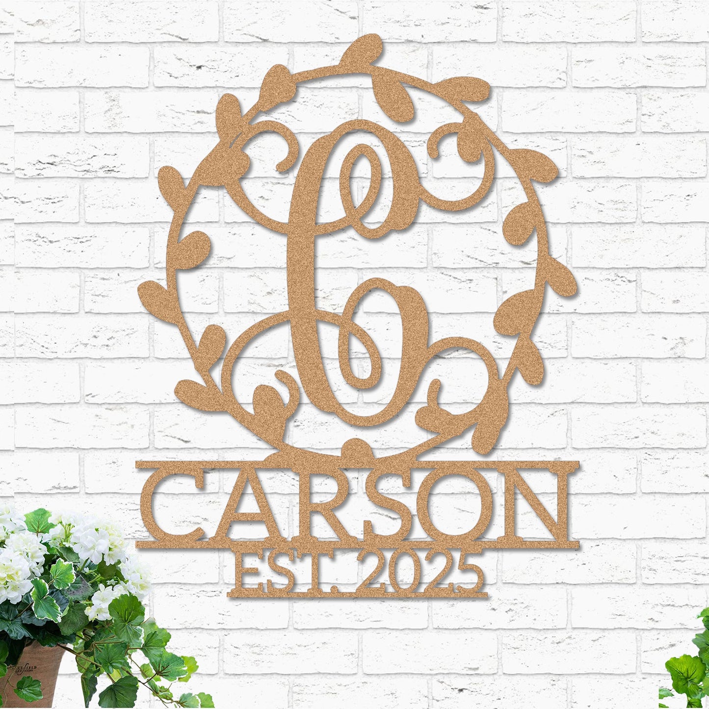 Monogram Wreath, Name and Established Year