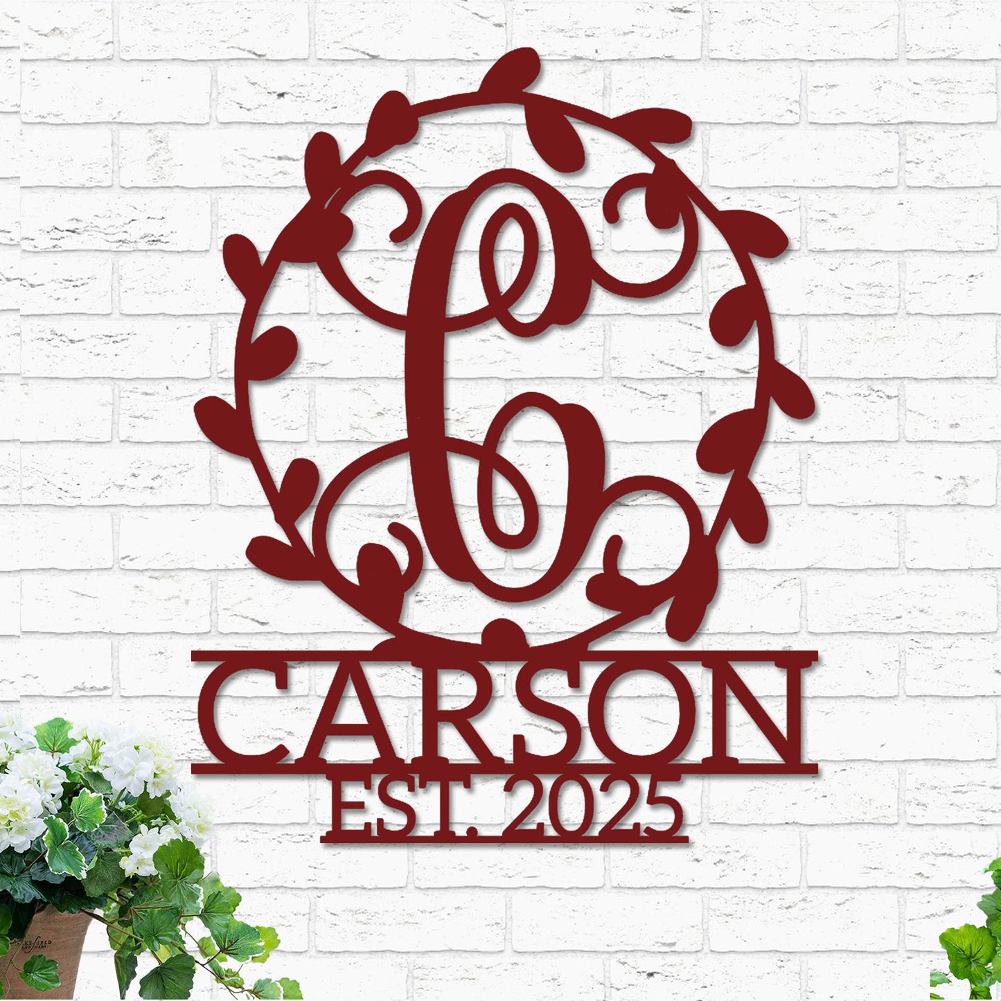 Monogram Wreath, Name and Established Year