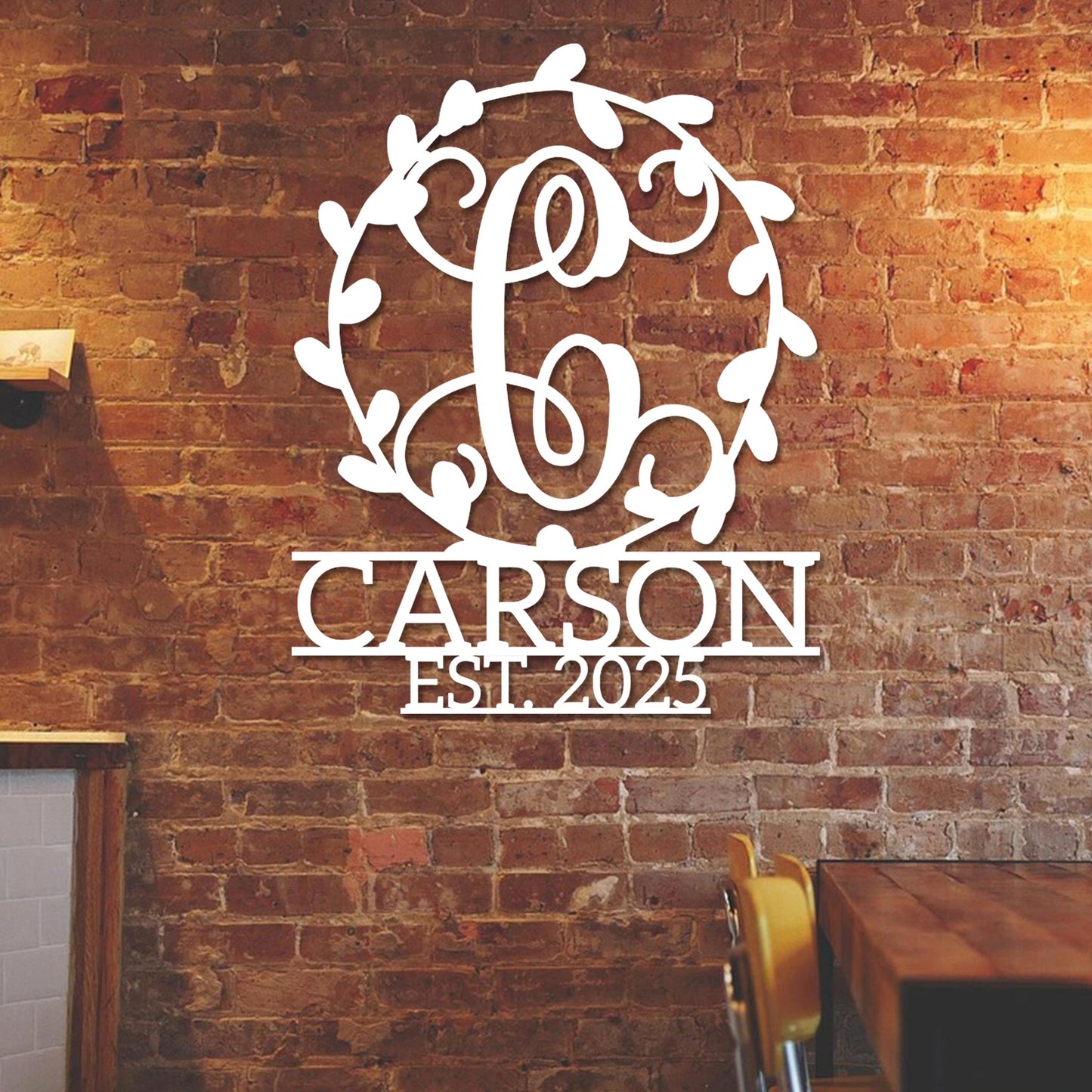 Monogram Wreath, Name and Established Year