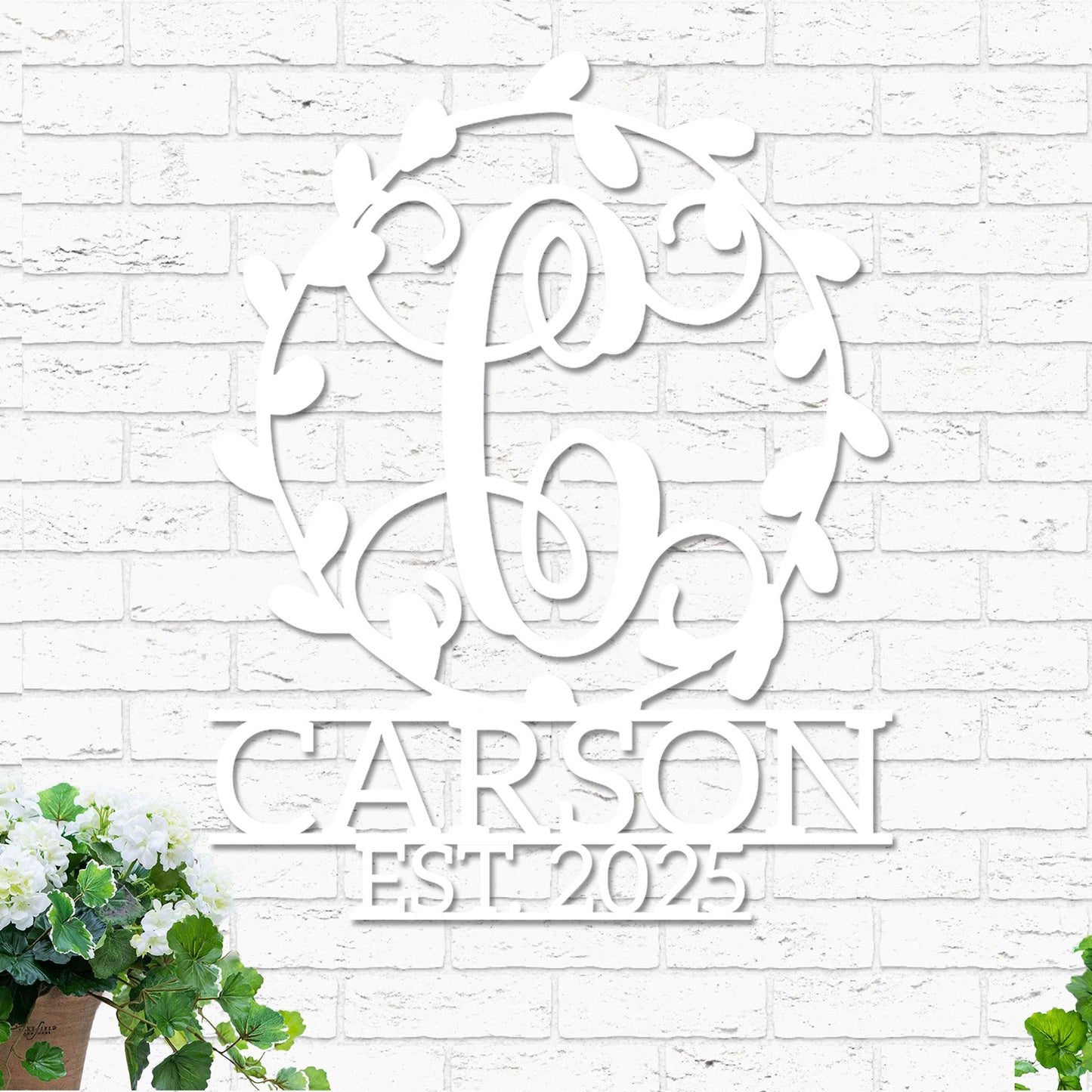 Monogram Wreath, Name and Established Year