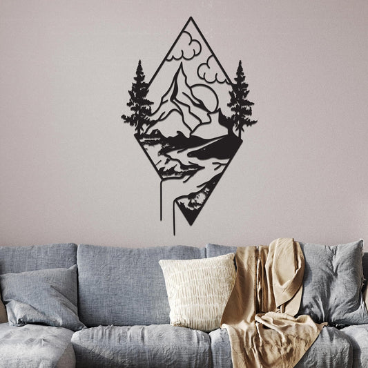 Mountain Landscape in a Diamond Sign
