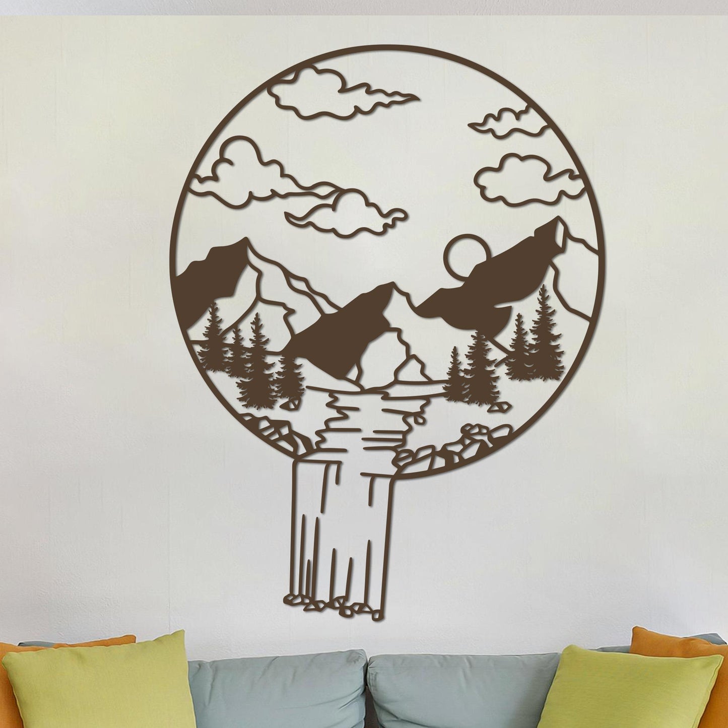 Mountain Landscape in Circle Sign