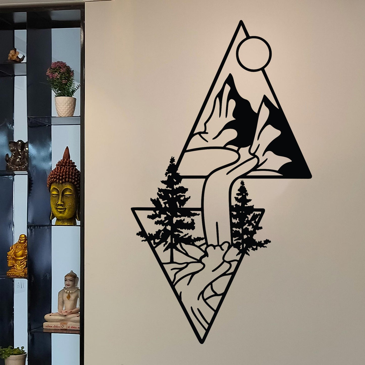 Mountain Landscape in Triangles Sign