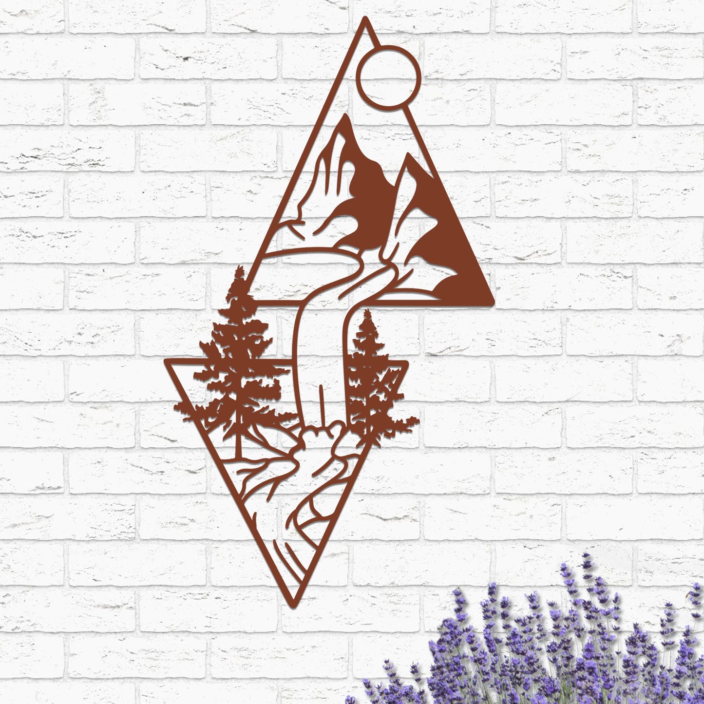 Mountain Landscape in Triangles Sign