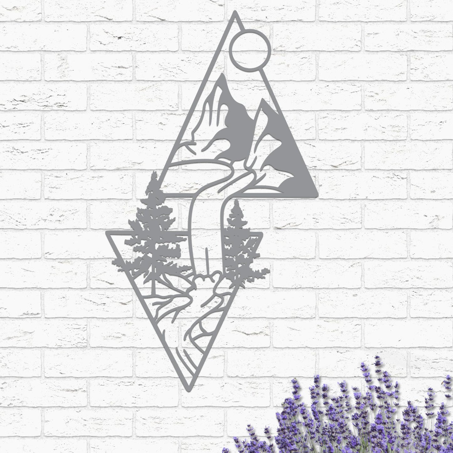 Mountain Landscape in Triangles Sign