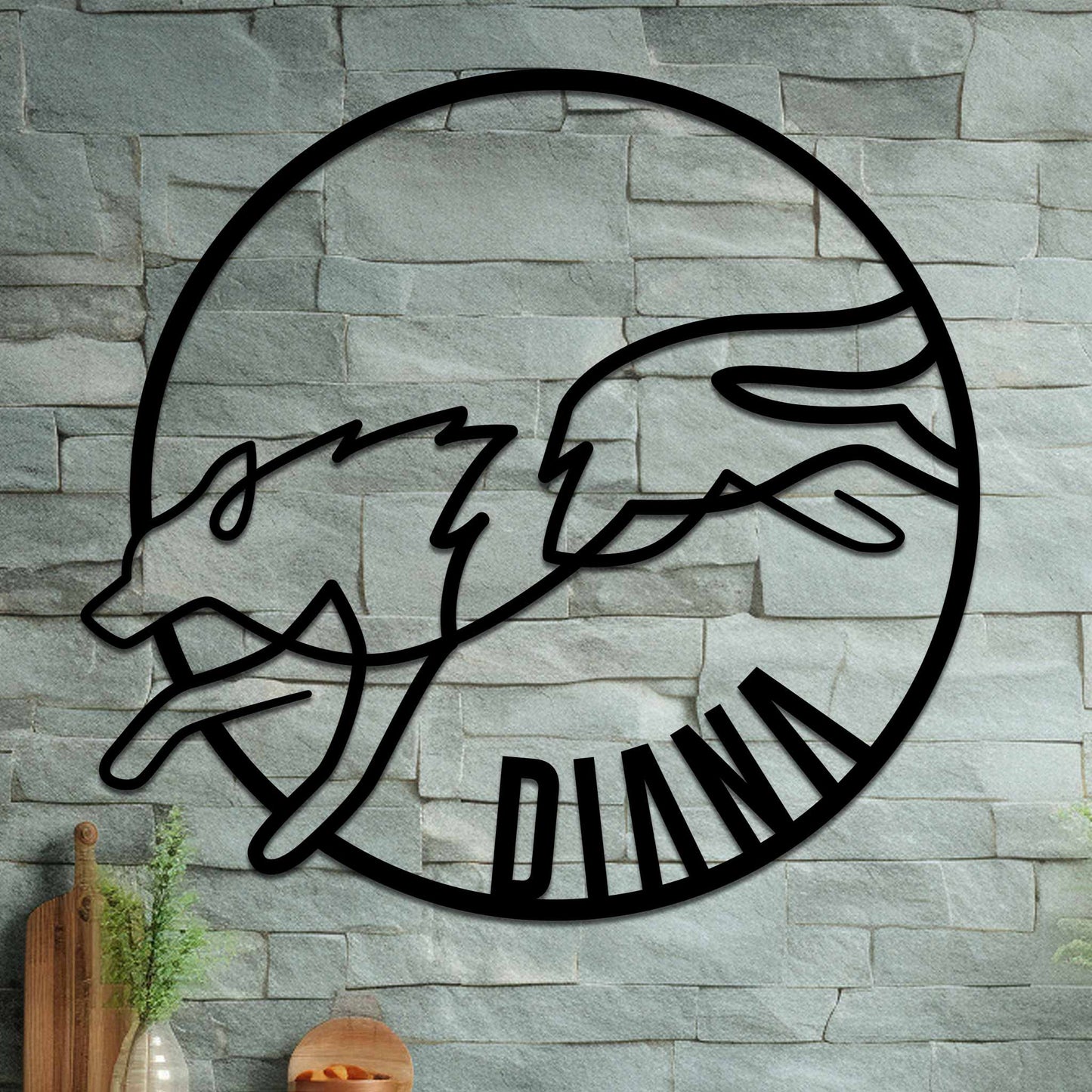 Running Wolf Name Sign