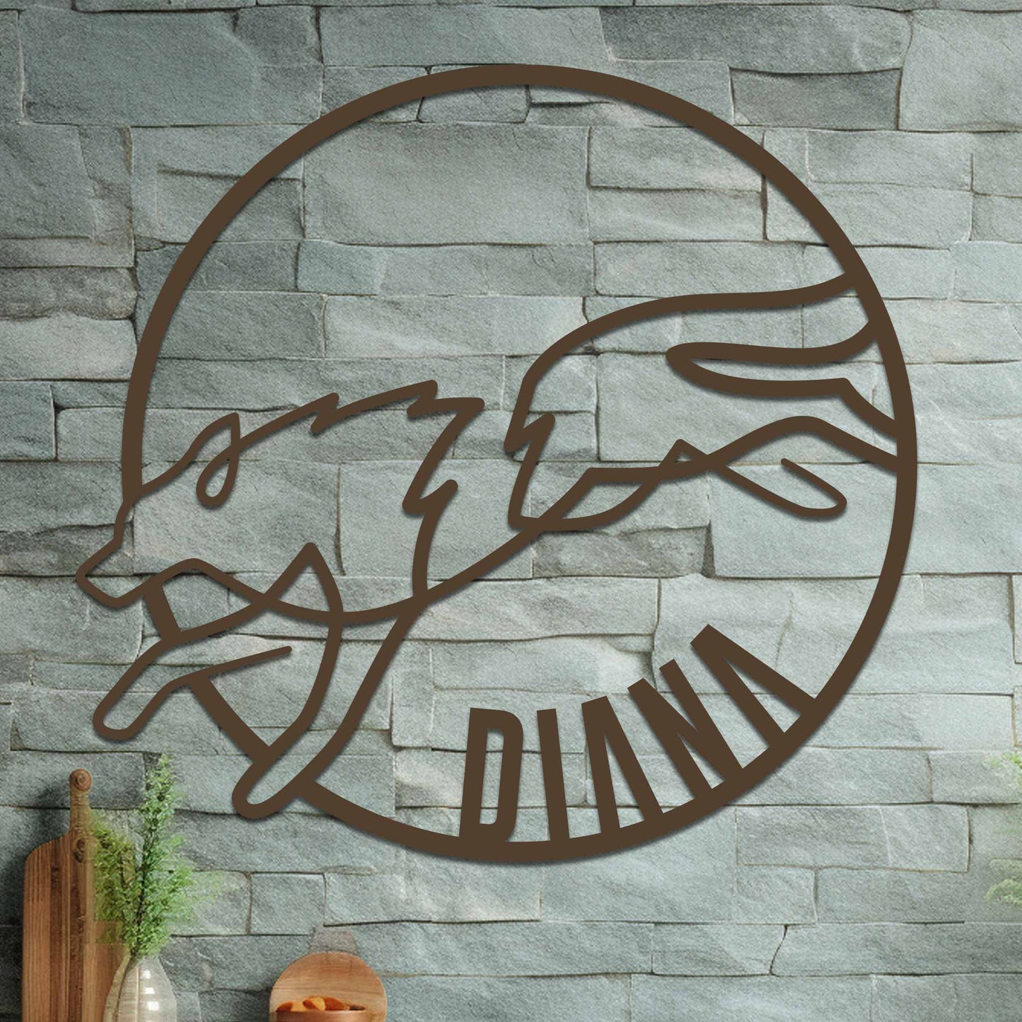 Running Wolf Name Sign