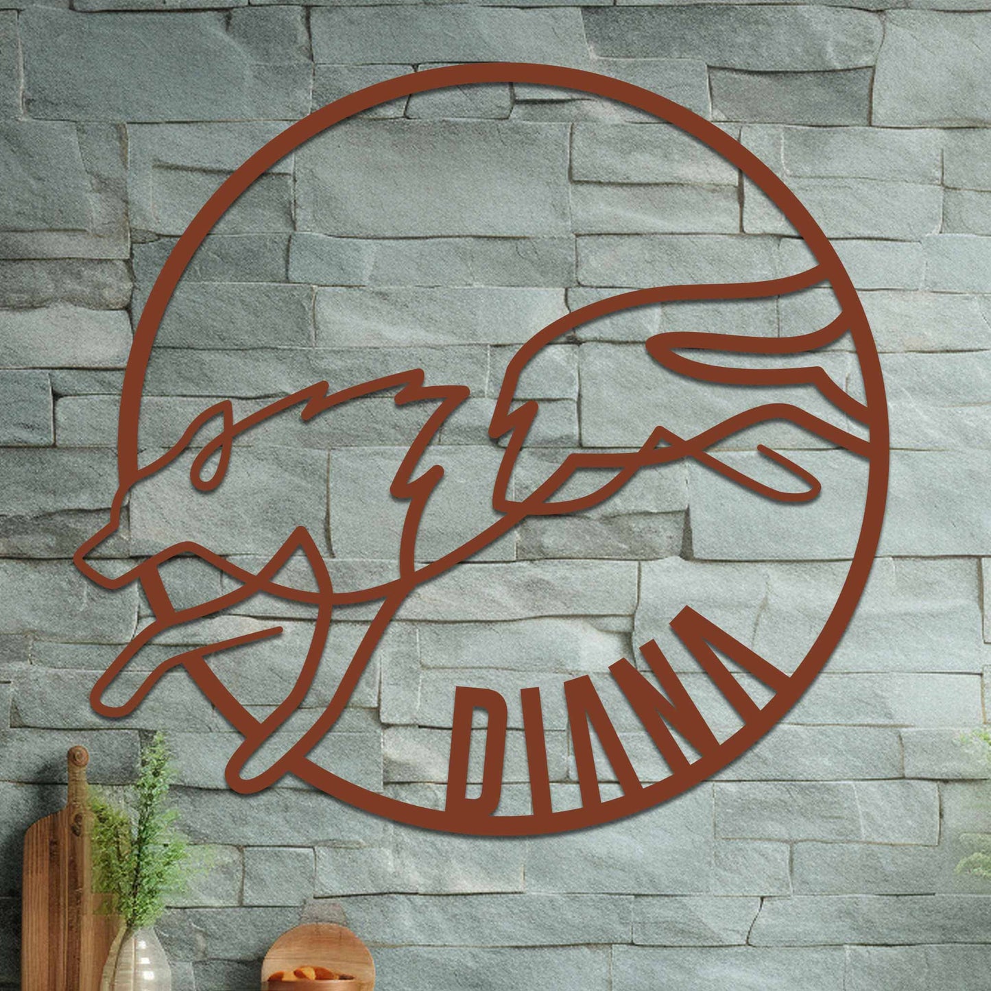 Running Wolf Name Sign