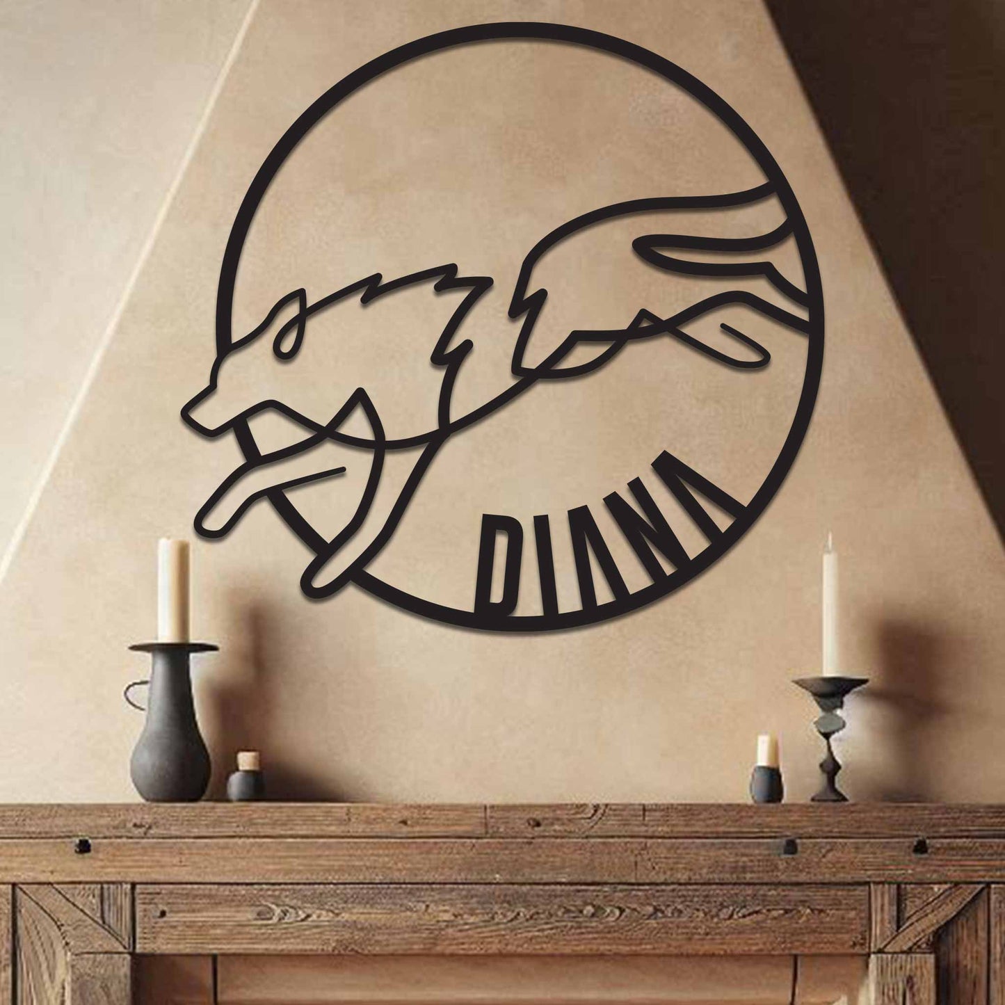 Running Wolf Name Sign