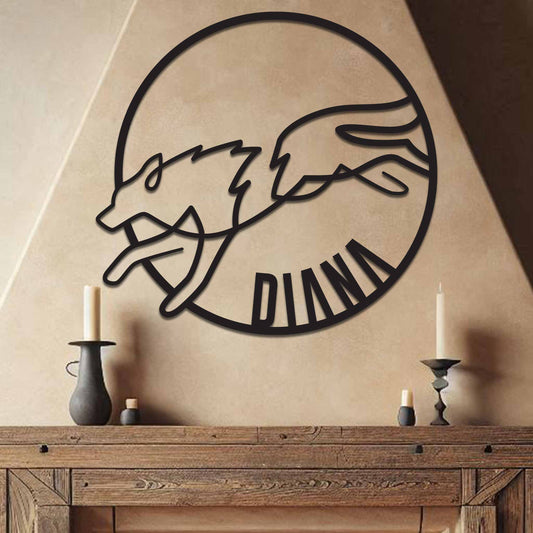 Running Wolf Name Sign