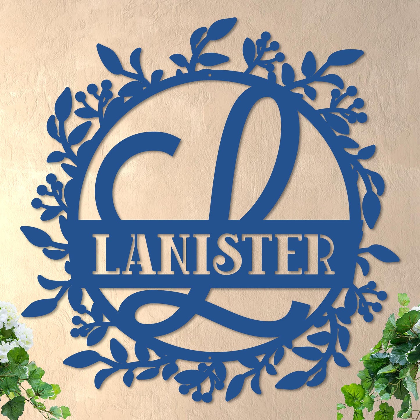 Scrolled Initial and Name in Wreath