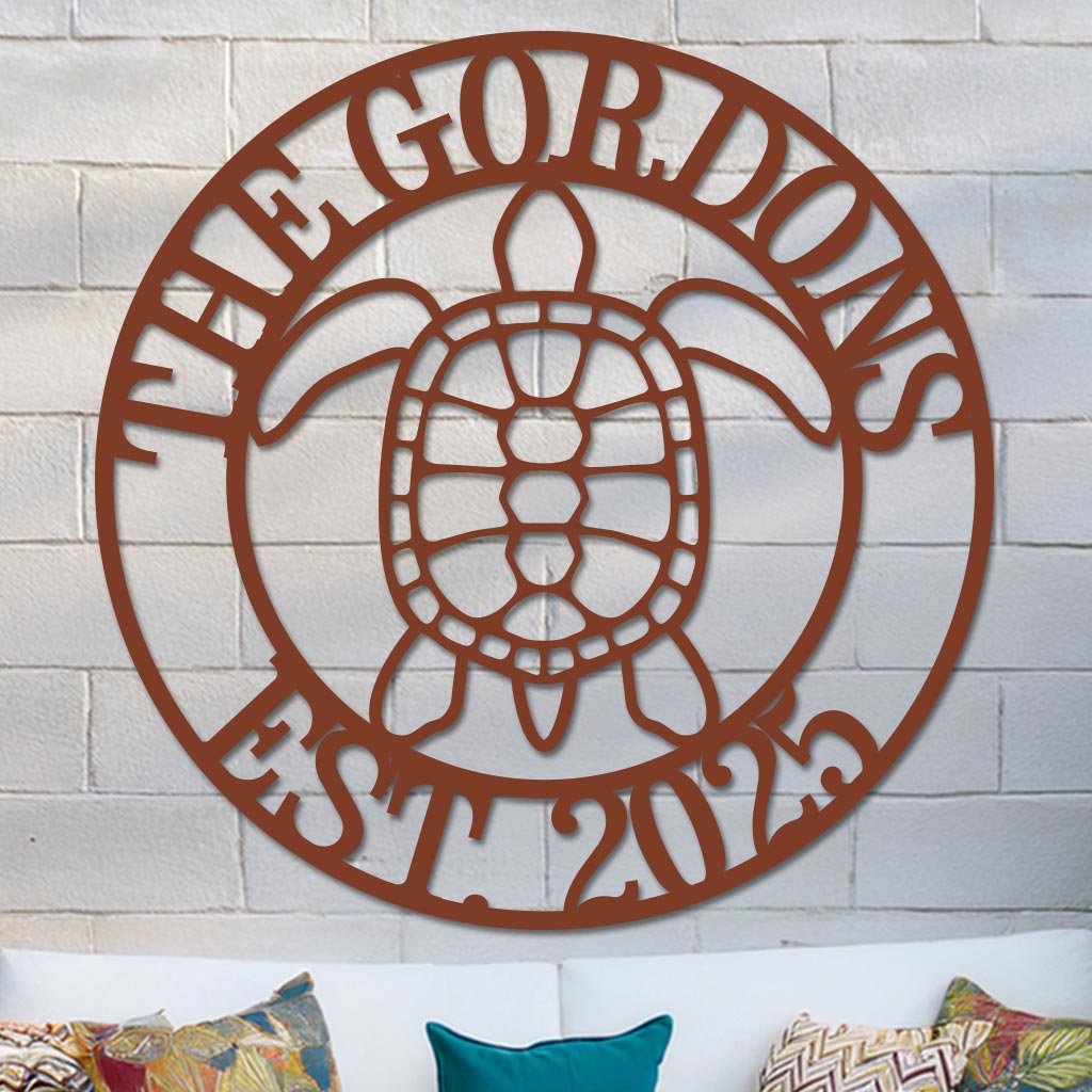 Sea Turtle Family Name Sign